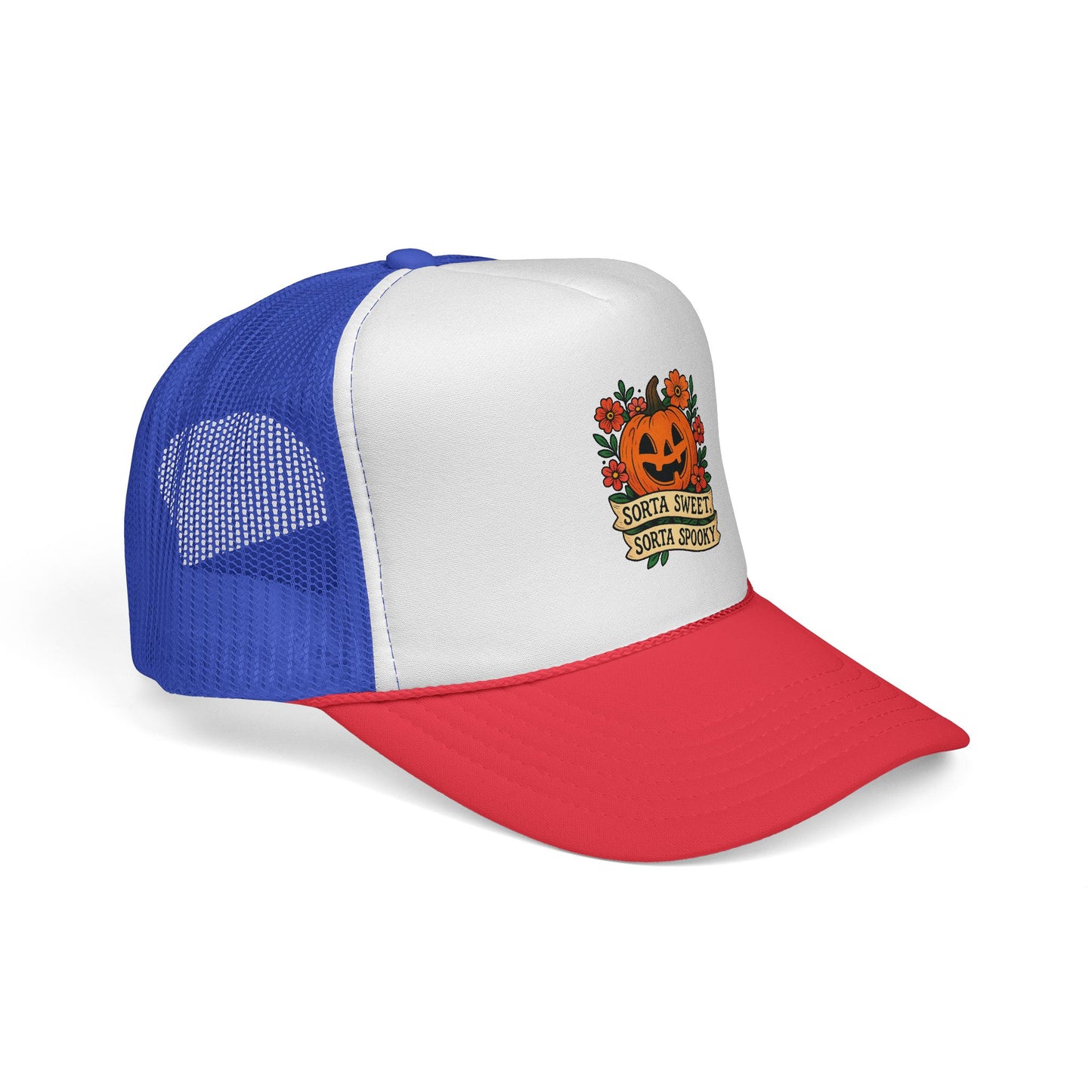 Cute Pumpkin Design – Sorta Sweet, Sorta Spooky Halloween Artwork Trucker Hat printed