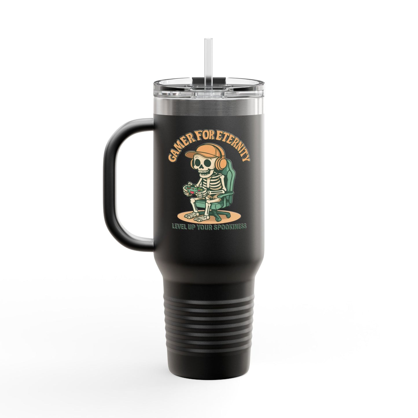 Insulated Travel Mug, Halloween Skeleton Design, 40oz, Perfect for On-the-Go, Party Beverage Container, Spooky Vibes, Travel Mug