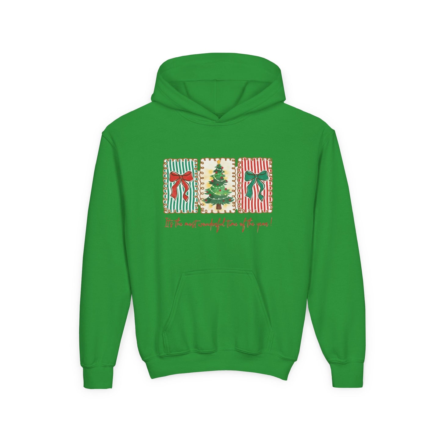 Festive Christmas Tree & Bow Design | It’s the Most Wonderful Time of the Year – Holiday Shirt, Mug, Tote & Home Decor Kids Hoodie