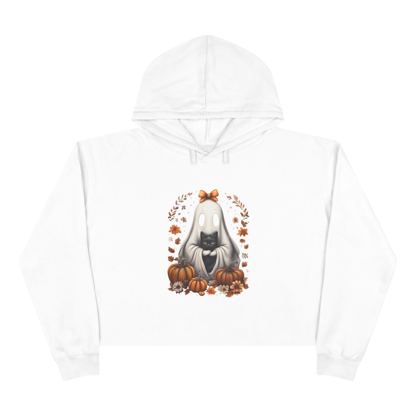 Cute Ghost and Black Cat Halloween  | Cozy Fall Pumpkin Shirt | Spooky Season Aesthetic Apparel Gift for Halloween Lovers