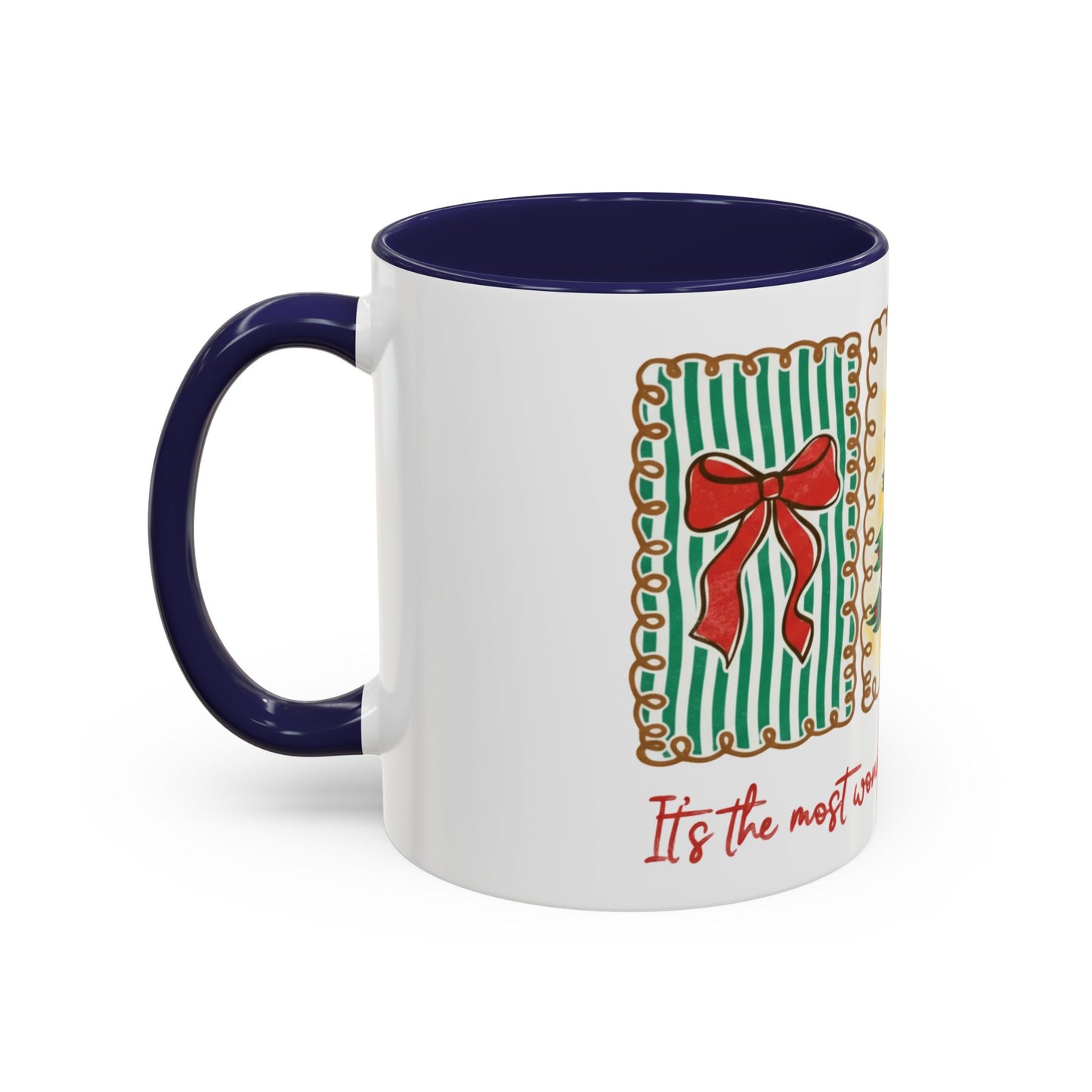 Festive Christmas Tree & Bow Design | It’s the Most Wonderful Time of the Year – Holiday Shirt, Mug, Tote & Home Decor Accent Mug