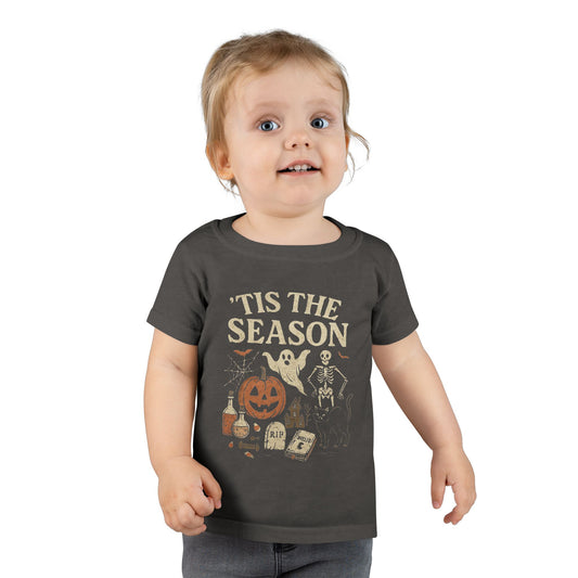 ‘Tis the Season Halloween T‑Shirt | Vintage Spooky Season Shirt with Ghost, Skeleton & Pumpkin | Retro Halloween Graphic Tee for Fall Toddler T-Shirt