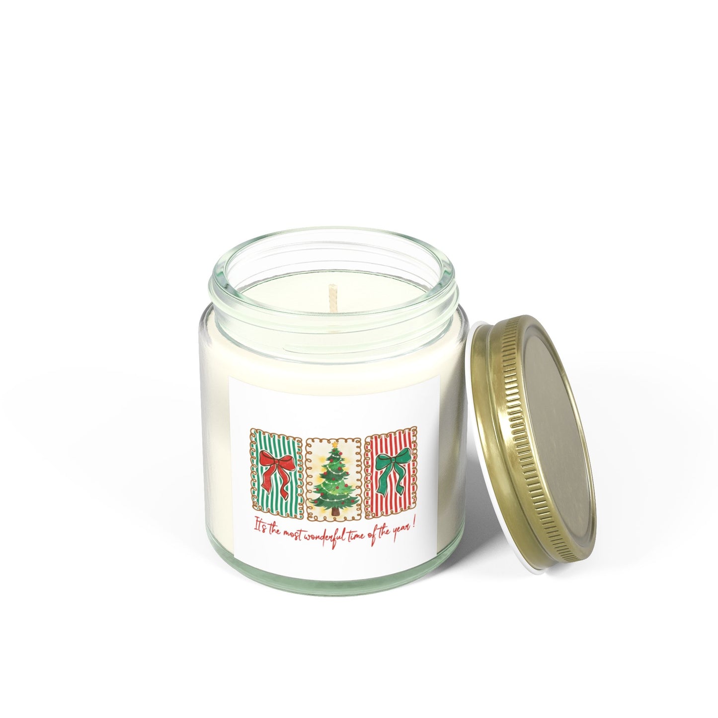 Festive Christmas Tree & Bow Design | It’s the Most Wonderful Time of the Year – Holiday Shirt, Mug, Tote & Home Decor Candle