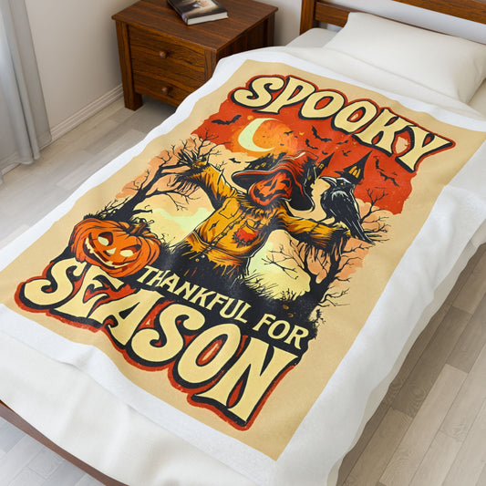 Spooky Thankful for the Season  – Halloween Pumpkin Scarecrow Poster | Autumn Fall Décor Blanket