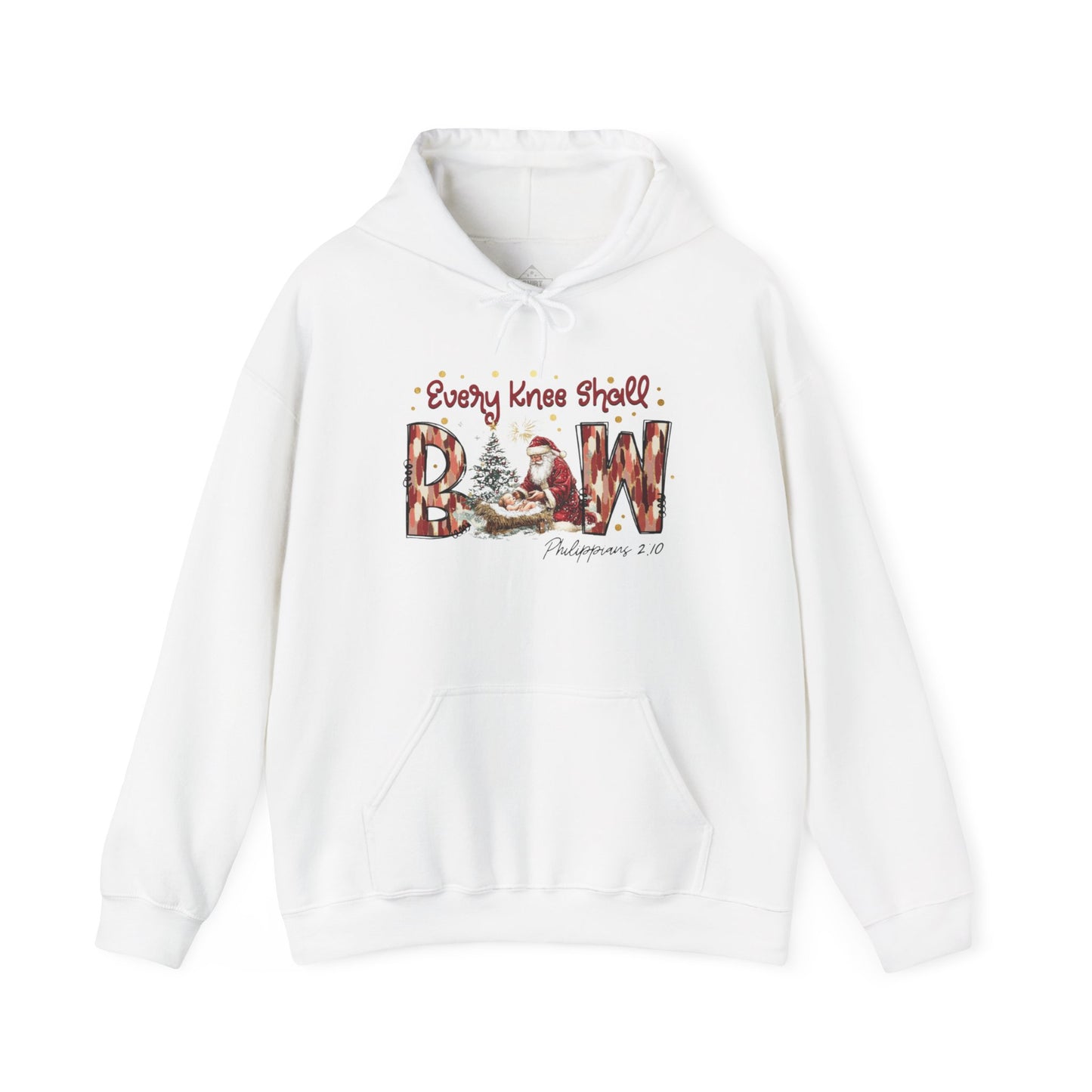Every Knee Shall Bow Philippians 2:10 | Christian Christmas Design with Santa & Baby Jesus | Faith-Based Holiday Gift