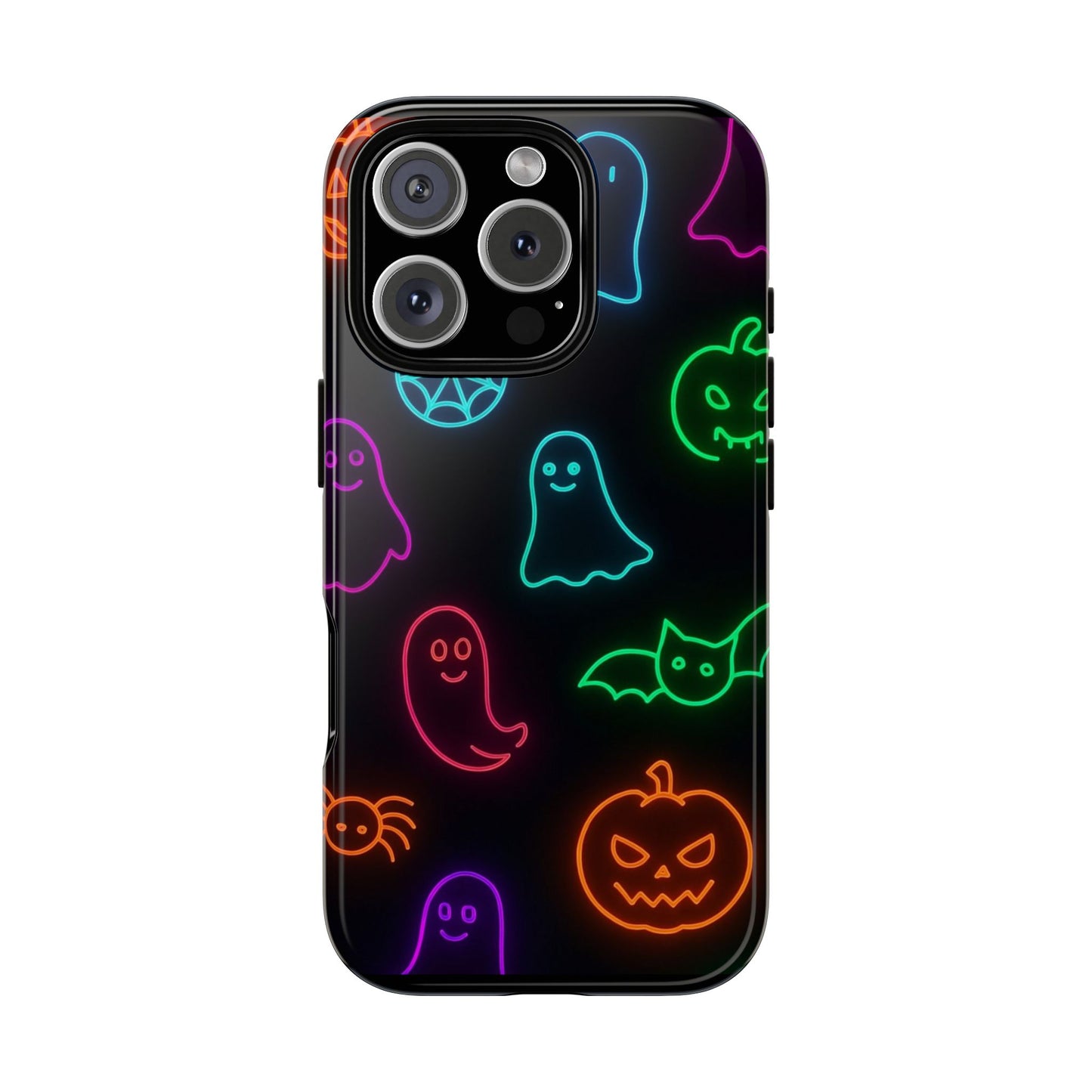 Neon Halloween Pattern | Cute Ghosts, Pumpkins & Bats Glow Design Phone Cases