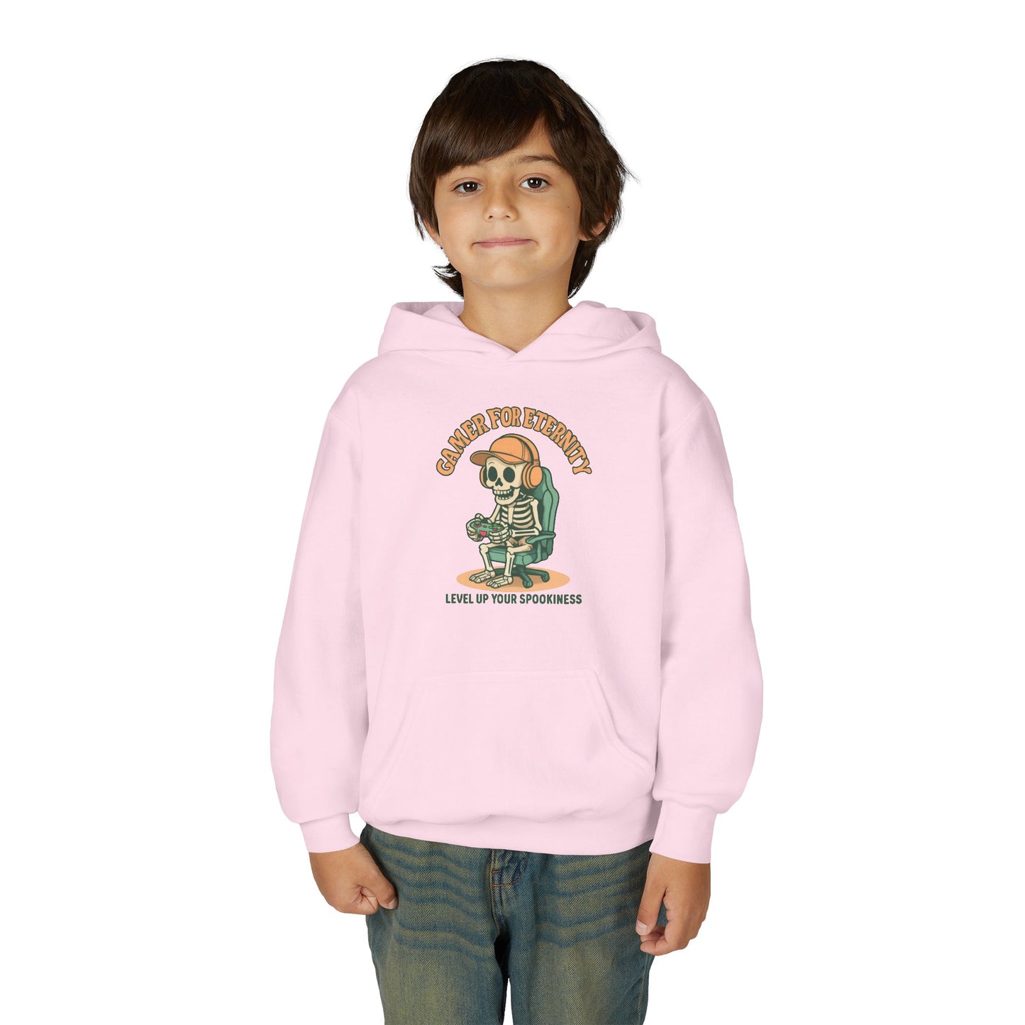 Cool Skeleton Gamer Youth Hoodie, Casual Streetwear, Perfect for Gamers, Halloween, Birthday, and Everyday Wear, Kids Hoodies