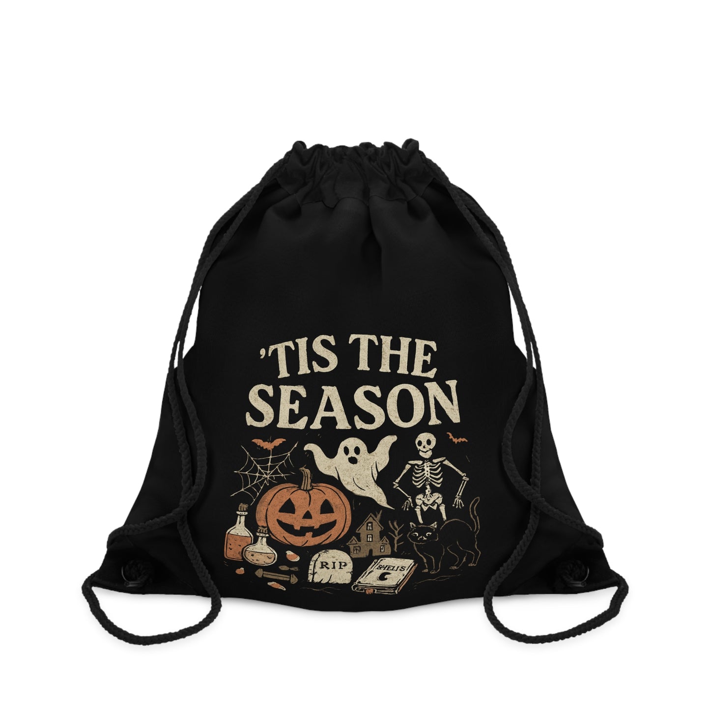 'Tis The Season Drawstring Bag | Halloween Backpack, Trick or Treat Bag, Spooky Gift, Holiday Essentials, Casual Gym Bag Drawstring Bags