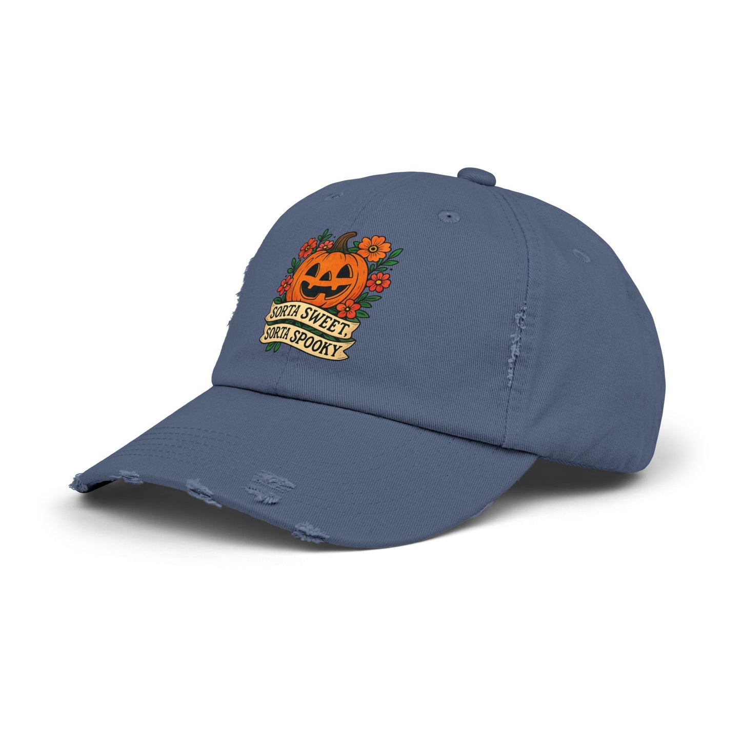 Cute Pumpkin Design – Sorta Sweet, Sorta Spooky Halloween Artwork Distressed cap