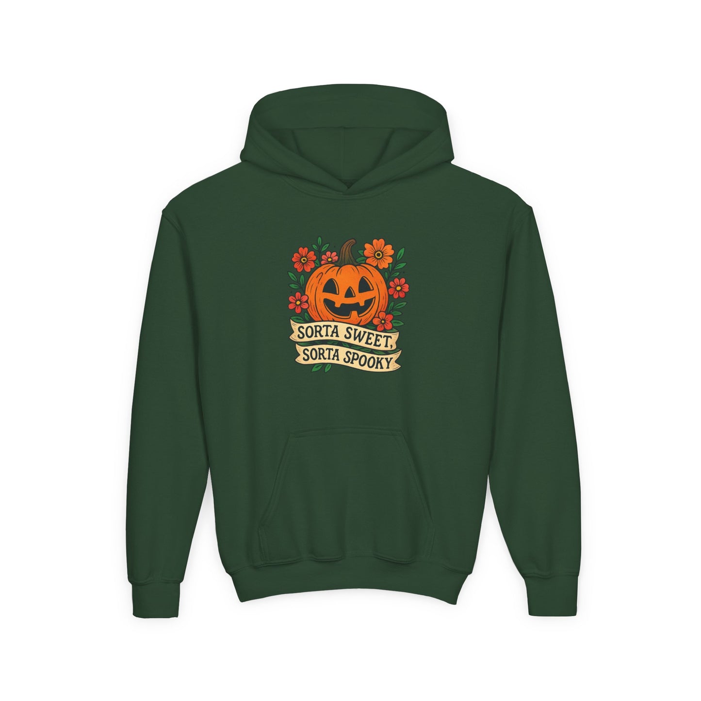 Cute Pumpkin Design – Sorta Sweet, Sorta Spooky Halloween Artwork Kids Hoodies