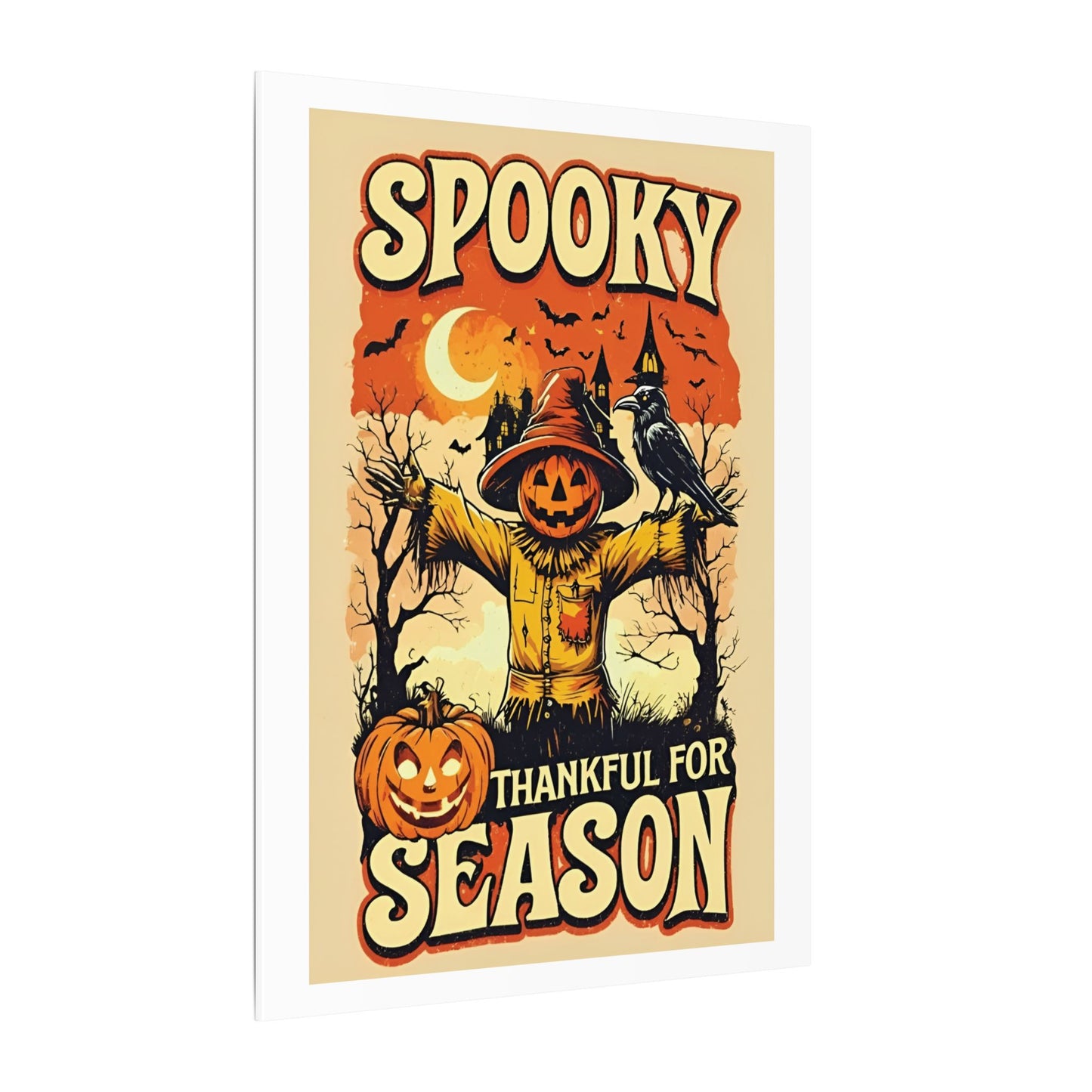 Spooky Thankful for the Season Halloween Scarecrow Vintage Design Canvas Print