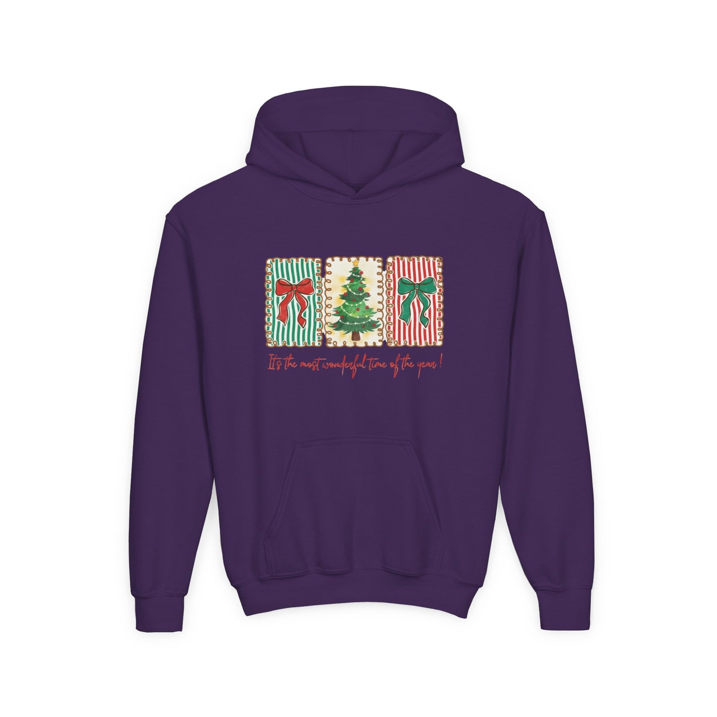 Festive Christmas Tree & Bow Design | It’s the Most Wonderful Time of the Year – Holiday Shirt, Mug, Tote & Home Decor Kids Hoodie