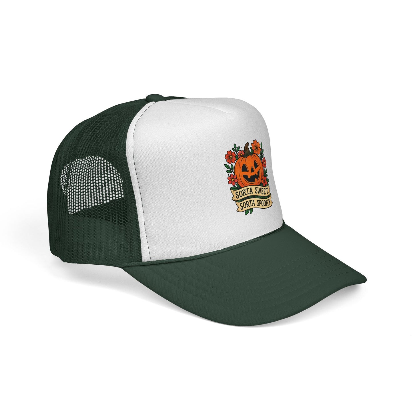 Cute Pumpkin Design – Sorta Sweet, Sorta Spooky Halloween Artwork Trucker Hat printed