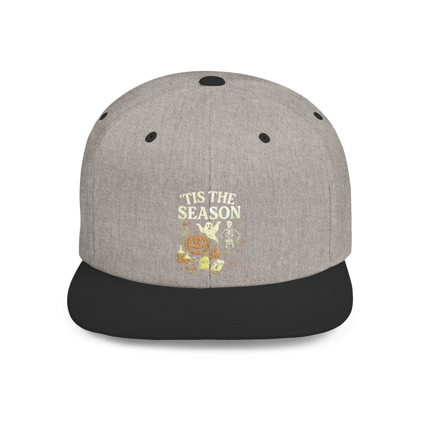 ‘Tis the Season Halloween  | Vintage Spooky Season Shirt with Ghost, Skeleton & Pumpkin | Retro Halloween Graphic Tee for Fall Snapback Cap