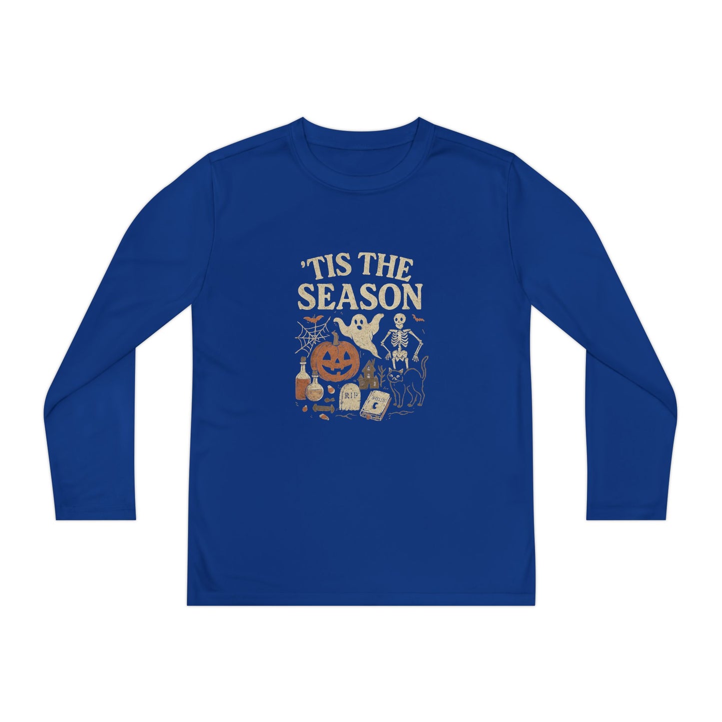 ‘Tis the Season Halloween  | Vintage Spooky Season Shirt with Ghost, Skeleton & Pumpkin | Retro Halloween Graphic Tee for Fall