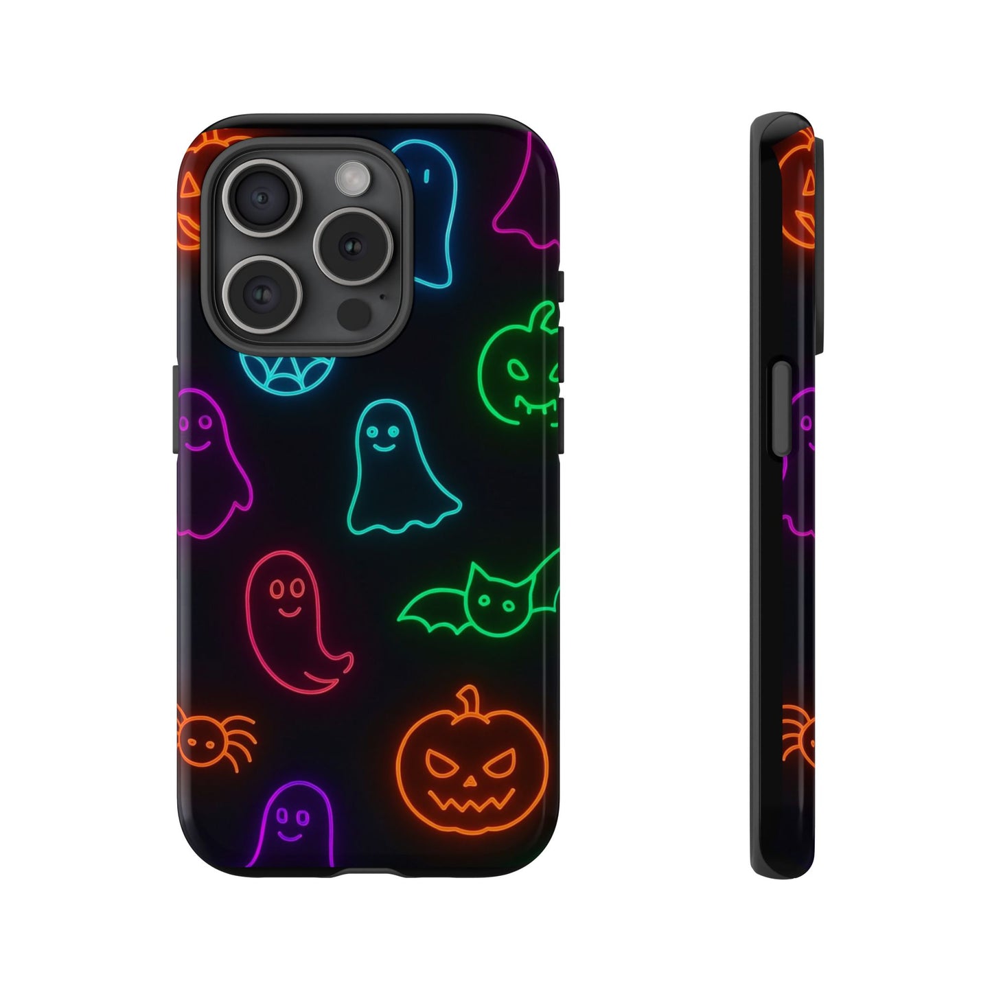 Neon Halloween Pattern | Cute Ghosts, Pumpkins & Bats Glow Design Phone Cases