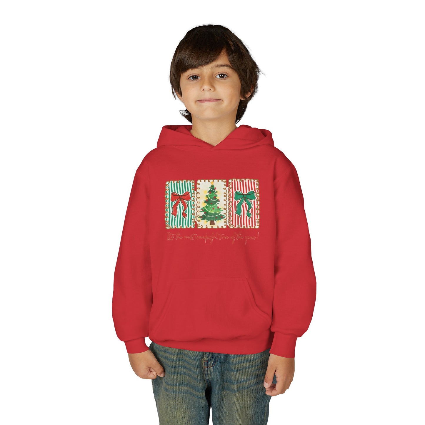 Festive Christmas Tree & Bow Design | It’s the Most Wonderful Time of the Year – Holiday Shirt, Mug, Tote & Home Decor Kids Hoodie