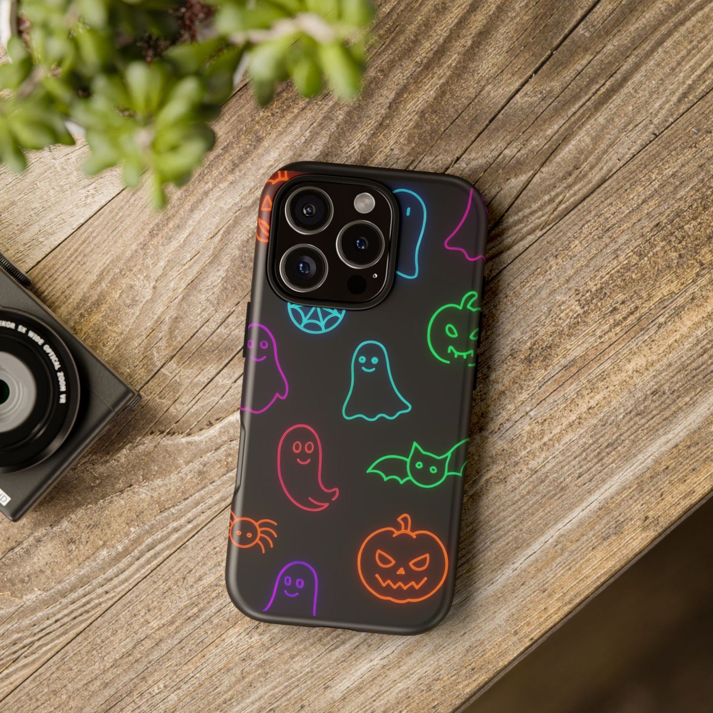 Neon Halloween Pattern | Cute Ghosts, Pumpkins & Bats Glow Design Phone Cases