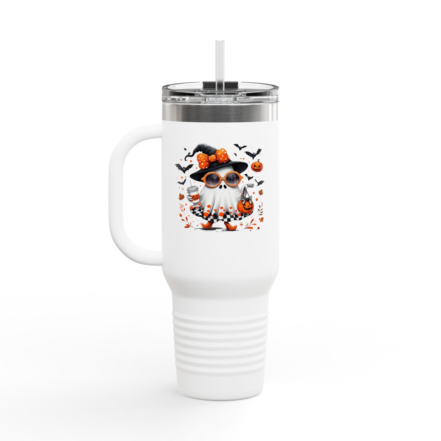 Cute Halloween Ghost  | Trendy Witch Ghost Outfit | Spooky Fall Shirt for Women | Pumpkin Aesthetic Halloween Apparel Gift Travel Mug