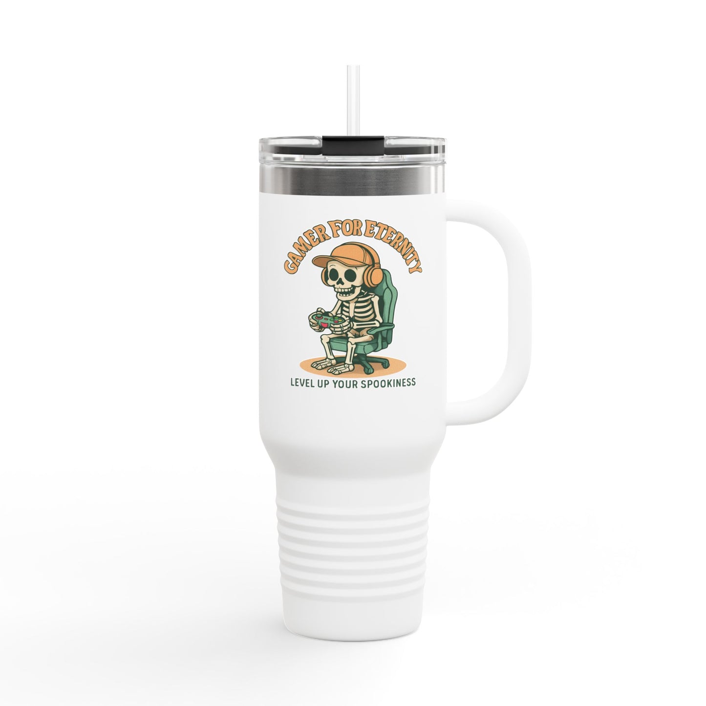 Insulated Travel Mug, Halloween Skeleton Design, 40oz, Perfect for On-the-Go, Party Beverage Container, Spooky Vibes, Travel Mug