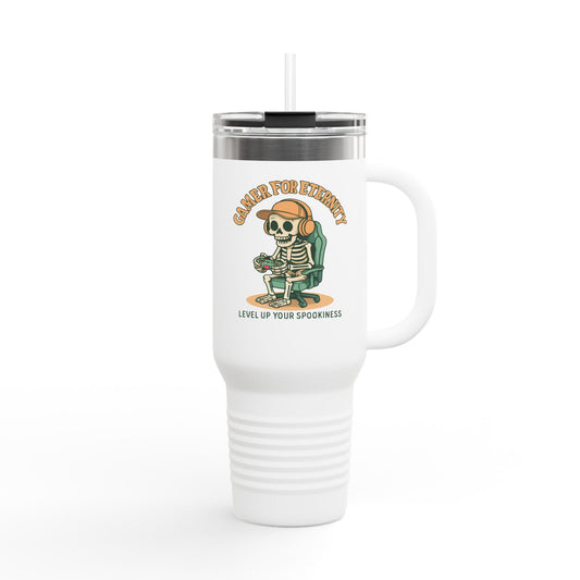 Insulated Travel Mug, Halloween Skeleton Design, 40oz, Perfect for On-the-Go, Party Beverage Container, Spooky Vibes, Travel Mug