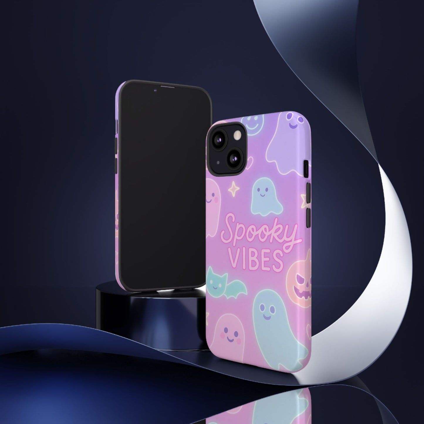 Spooky Vibes Pastel Halloween Design | Cute Ghosts, Pumpkins & Bats Aesthetic Phone Cases