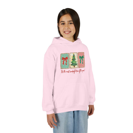 Festive Christmas Tree & Bow Design | It’s the Most Wonderful Time of the Year – Holiday Shirt, Mug, Tote & Home Decor Kids Hoodie