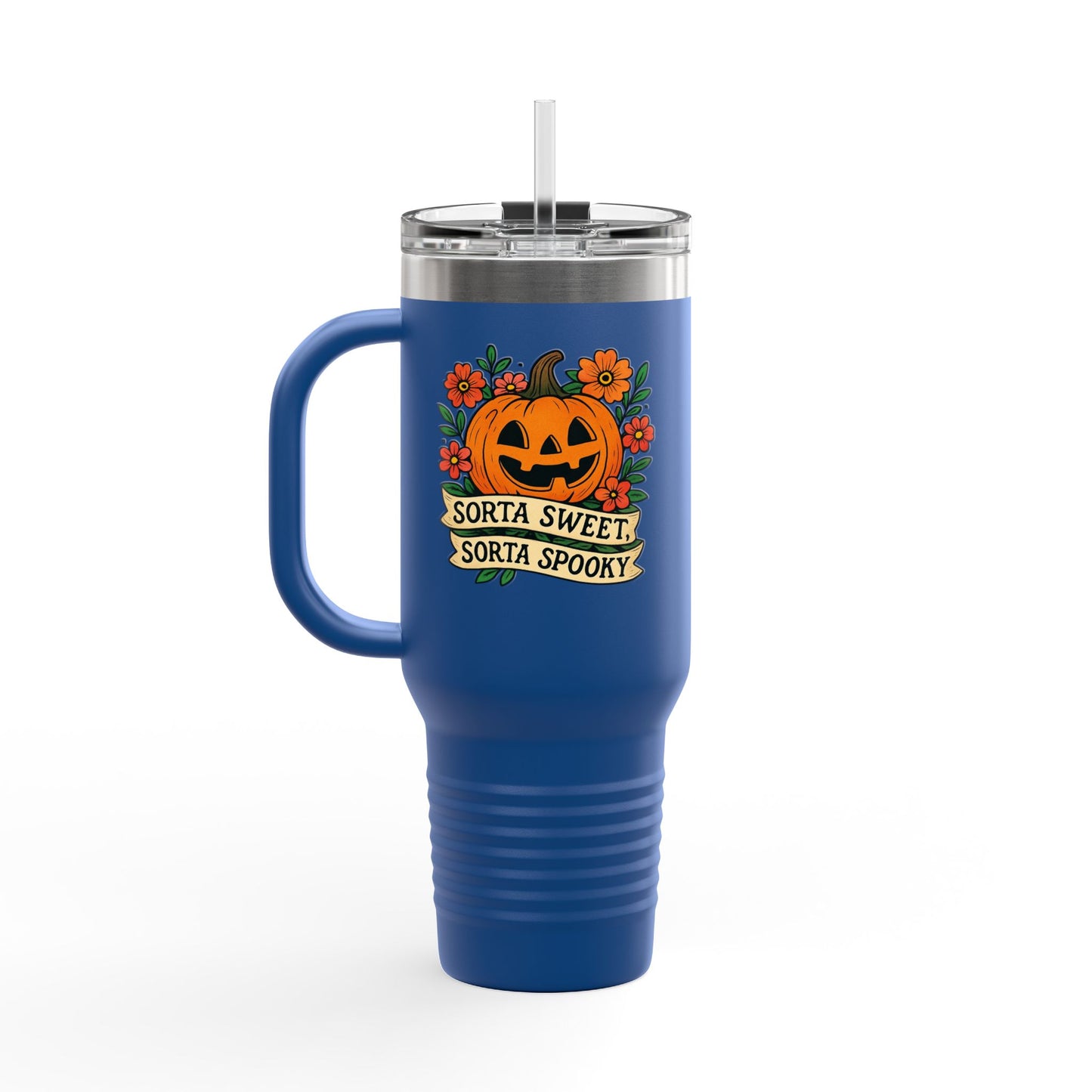 Spooky Floral Insulated Travel Mug - 40oz, Halloween Coffee Cup, Fall Drink Mug, Cute Travel Tumbler, Gift for Witchy Friends, Travel Mug