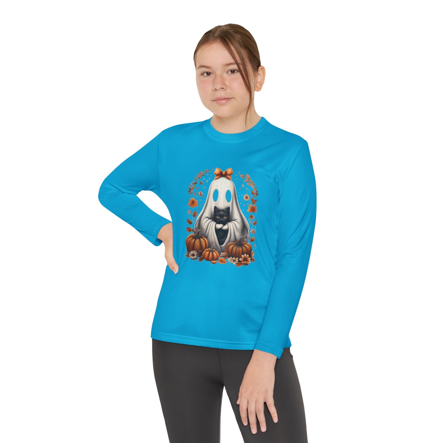 Cute Ghost and Black Cat Halloween T-Shirt | Cozy Fall Pumpkin Shirt | Spooky Season Aesthetic Apparel Gift for Halloween Lovers