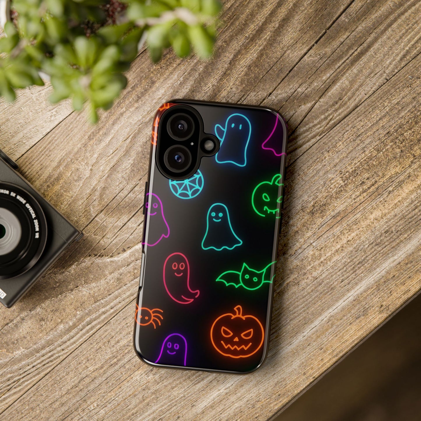 Neon Halloween Pattern | Cute Ghosts, Pumpkins & Bats Glow Design Phone Cases