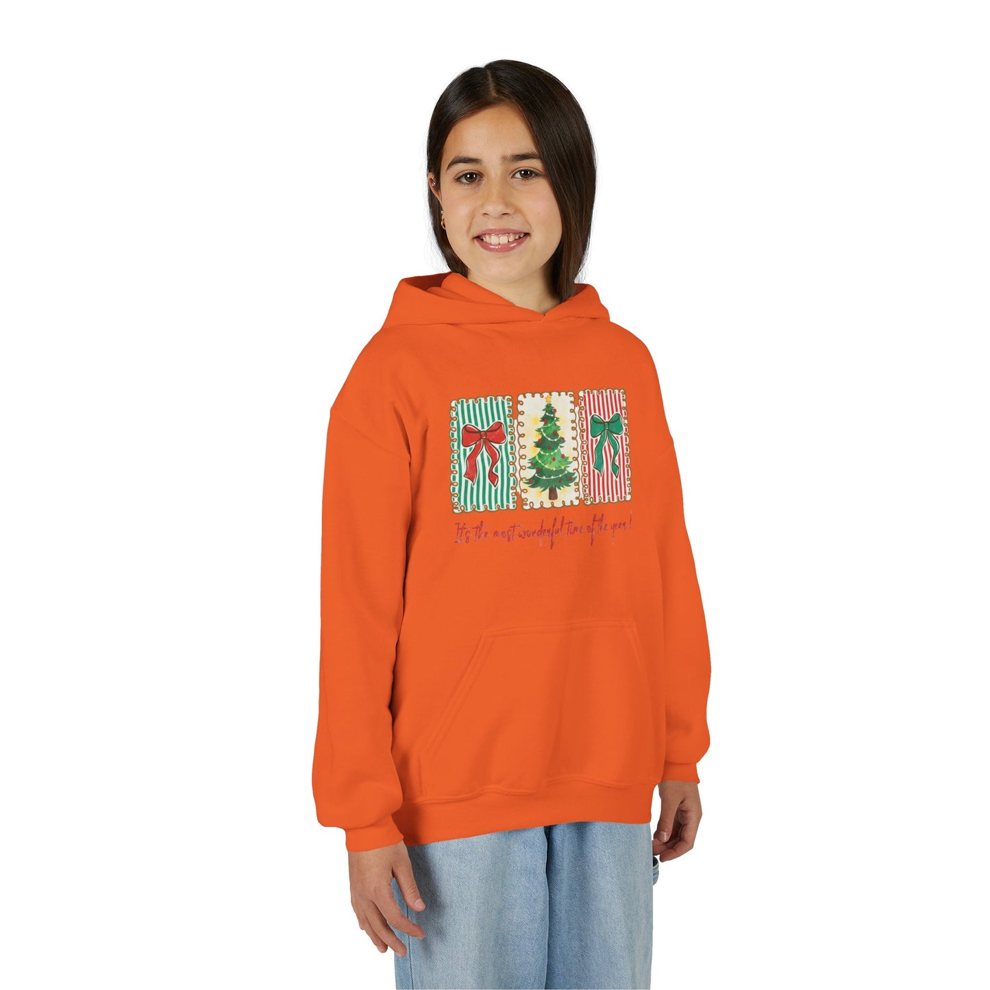 Festive Christmas Tree & Bow Design | It’s the Most Wonderful Time of the Year – Holiday Shirt, Mug, Tote & Home Decor Kids Hoodie