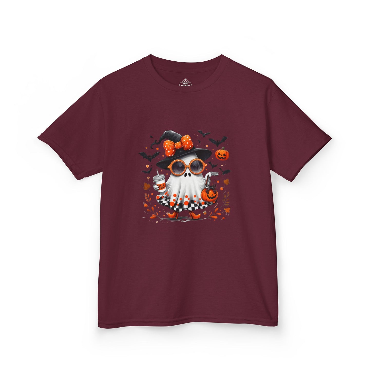 Cute Halloween Ghost T-Shirt | Trendy Witch Ghost Outfit | Spooky Fall Shirt for Women | Pumpkin Aesthetic Halloween Apparel Gift , Kids T-Shirts