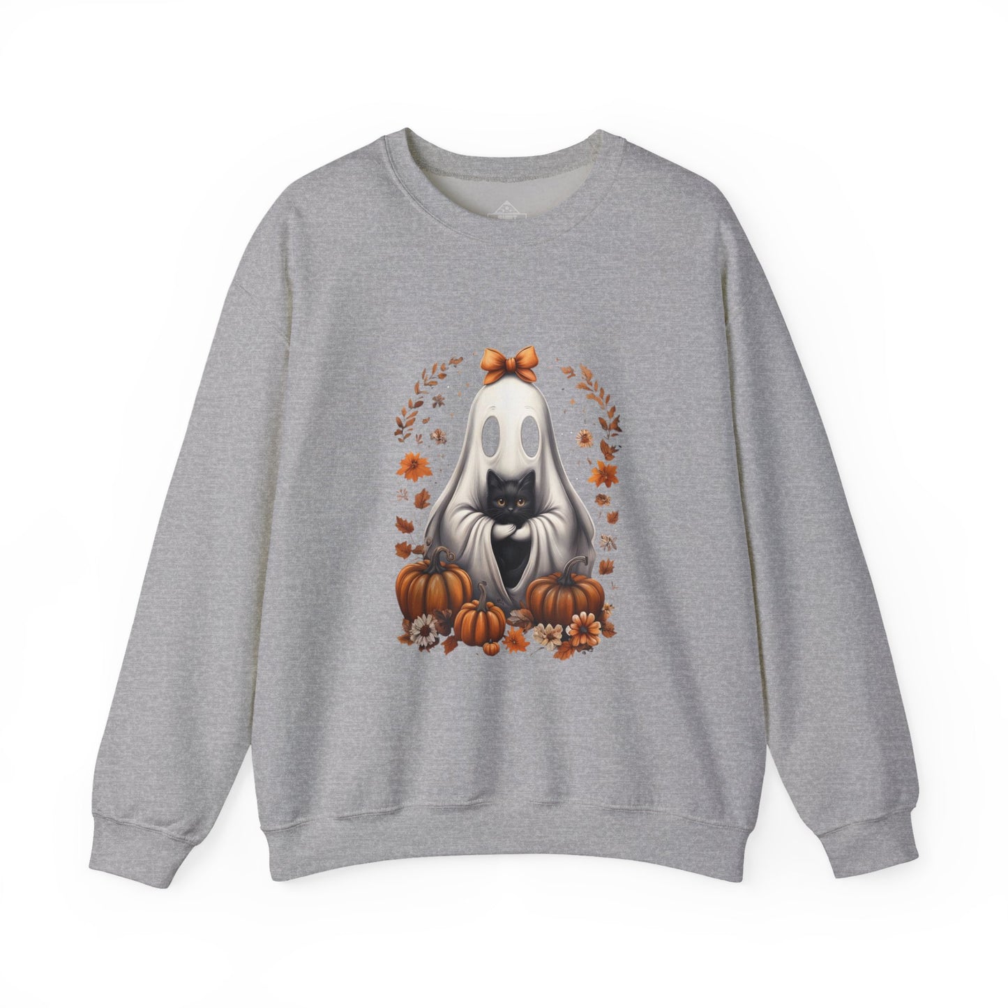 Cute Ghost and Black Cat Halloween T-Shirt | Cozy Fall Pumpkin Shirt | Spooky Season Aesthetic Apparel Gift for Halloween Lovers