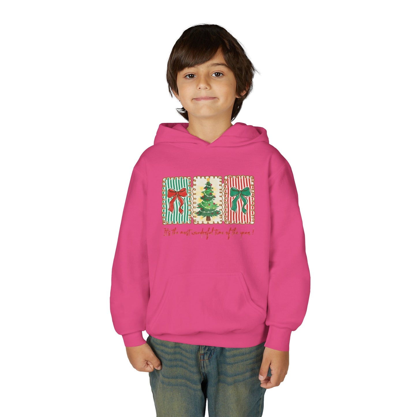 Festive Christmas Tree & Bow Design | It’s the Most Wonderful Time of the Year – Holiday Shirt, Mug, Tote & Home Decor Kids Hoodie