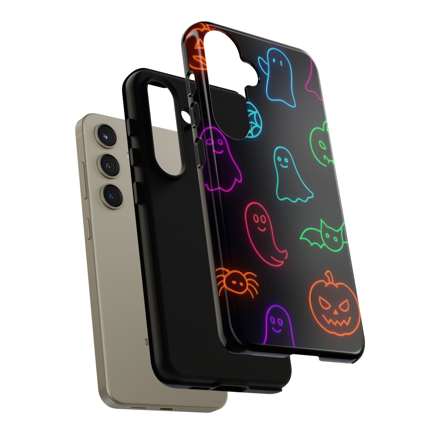 Neon Halloween Pattern | Cute Ghosts, Pumpkins & Bats Glow Design Phone Cases