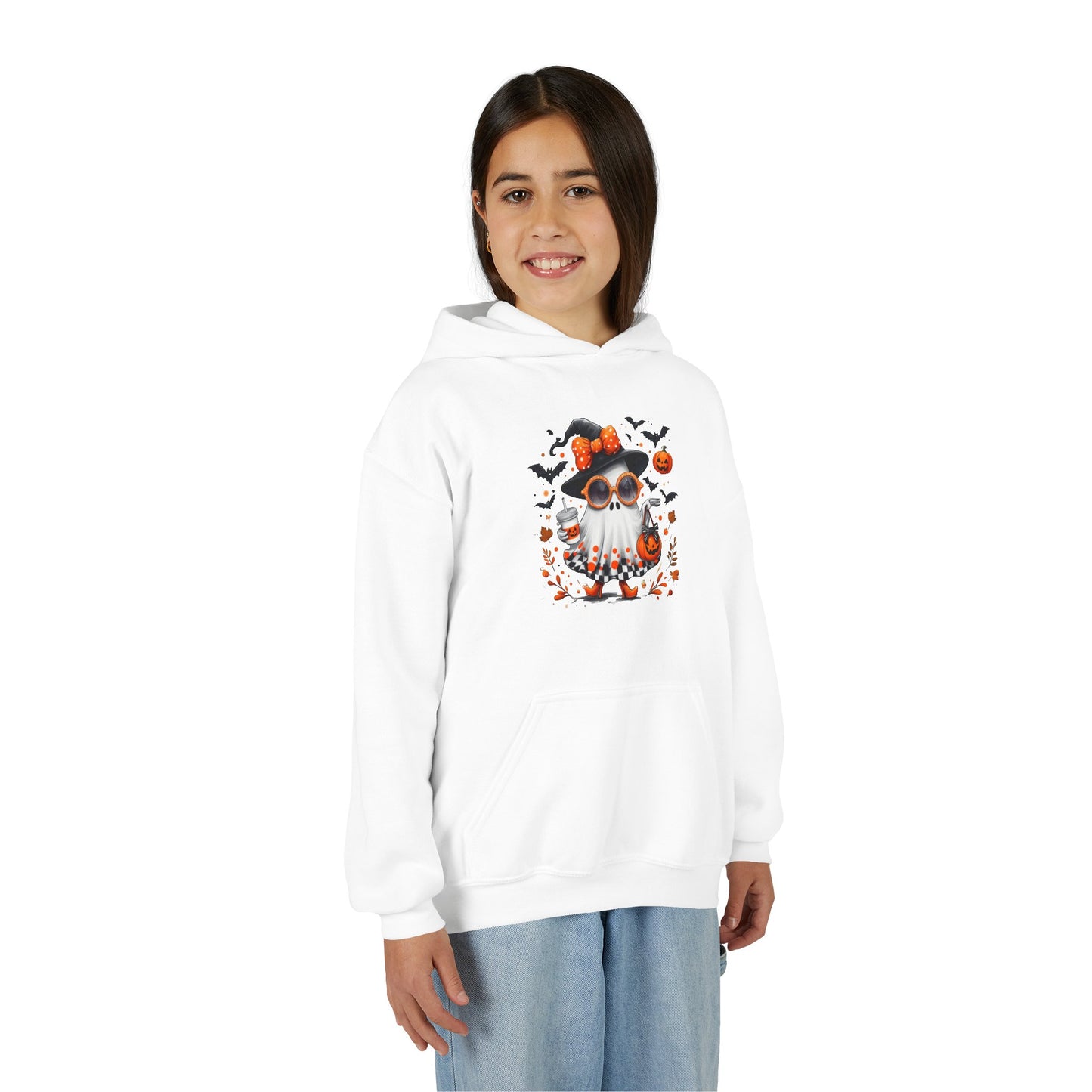 Cute Halloween Ghost T-Shirt | Trendy Witch Ghost Outfit | Spooky Fall Shirt for Women | Pumpkin Aesthetic Halloween Apparel Gift Kids Hoodie
