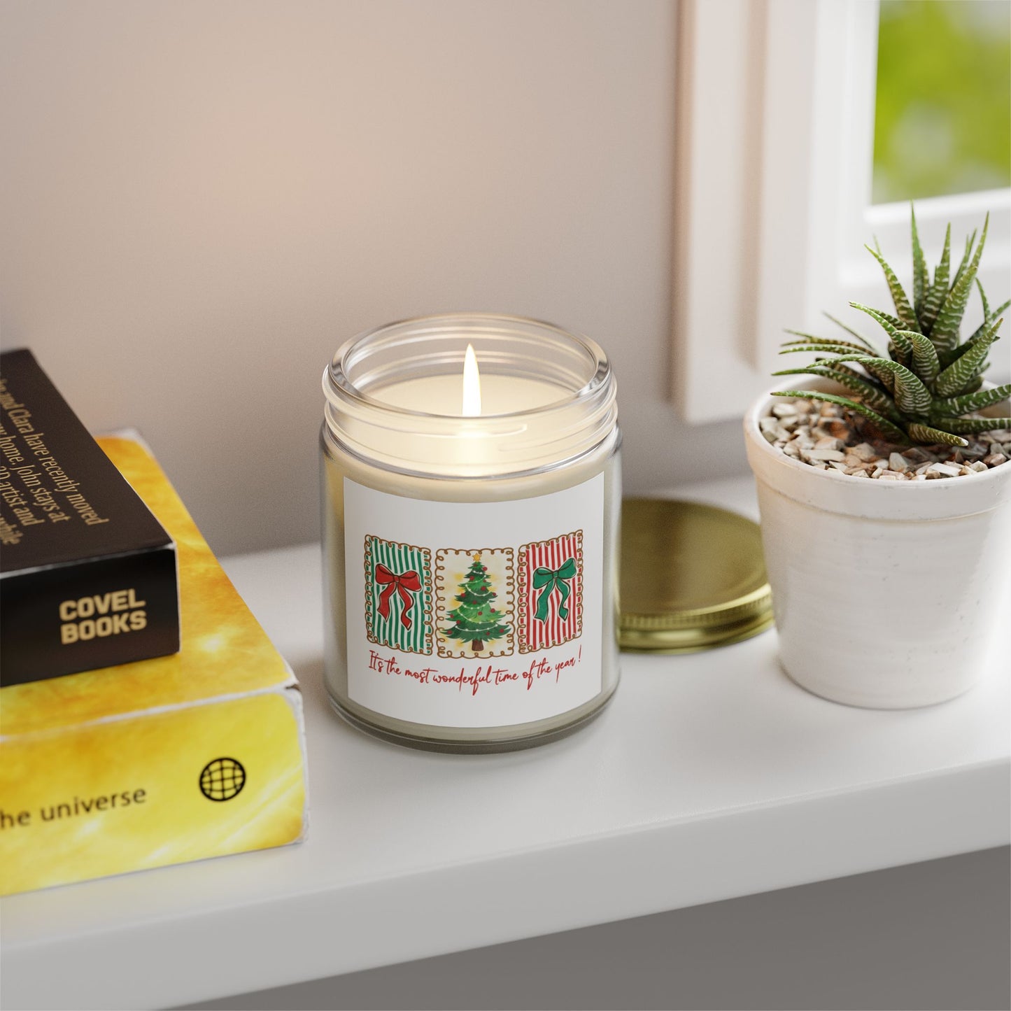 Festive Christmas Tree & Bow Design | It’s the Most Wonderful Time of the Year – Holiday Shirt, Mug, Tote & Home Decor Candle