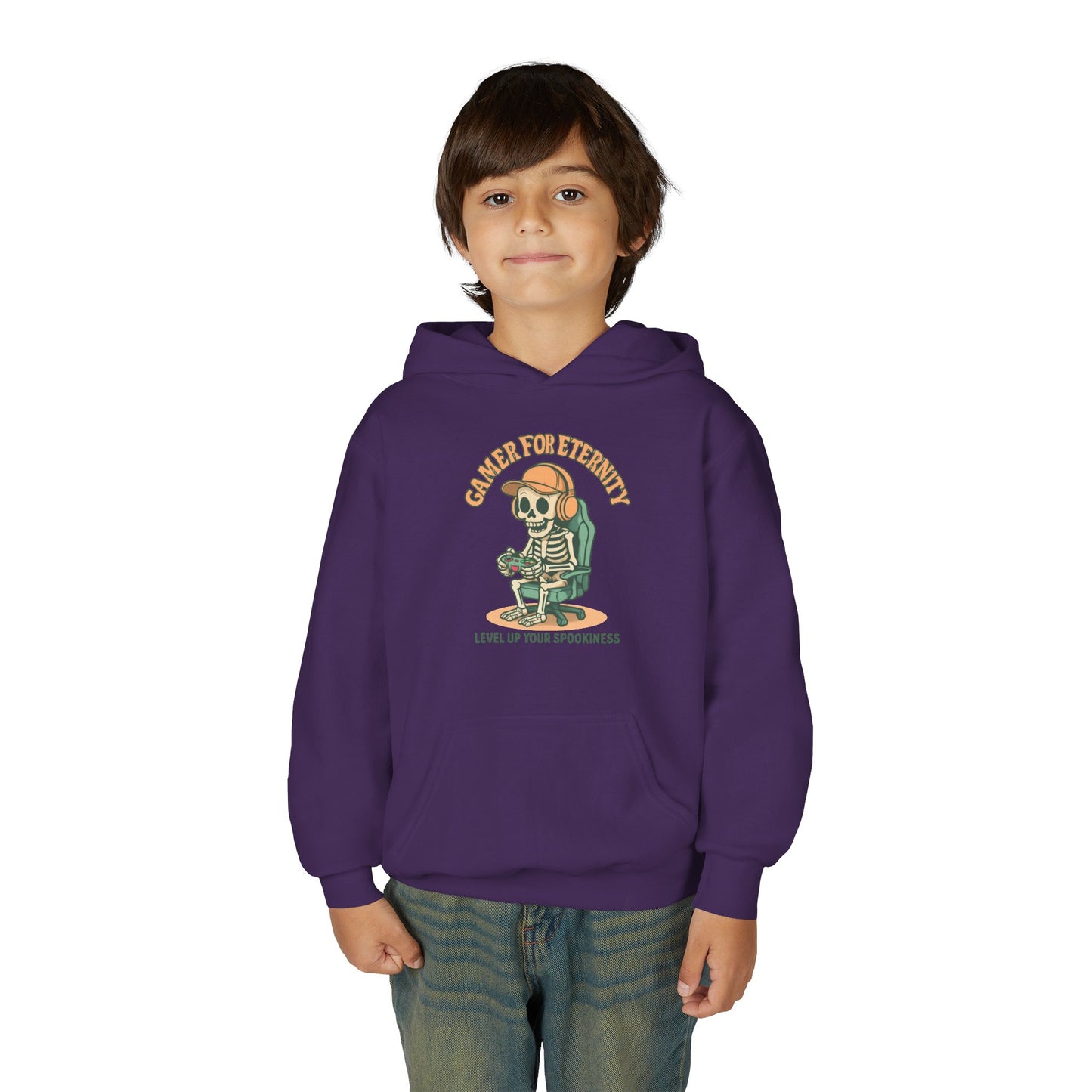 Cool Skeleton Gamer Youth Hoodie, Casual Streetwear, Perfect for Gamers, Halloween, Birthday, and Everyday Wear, Kids Hoodies