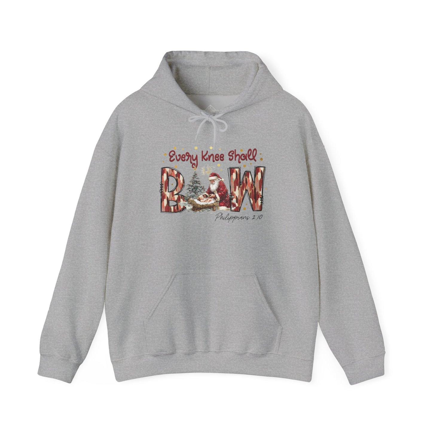 Every Knee Shall Bow Philippians 2:10 | Christian Christmas Design with Santa & Baby Jesus | Faith-Based Holiday Gift