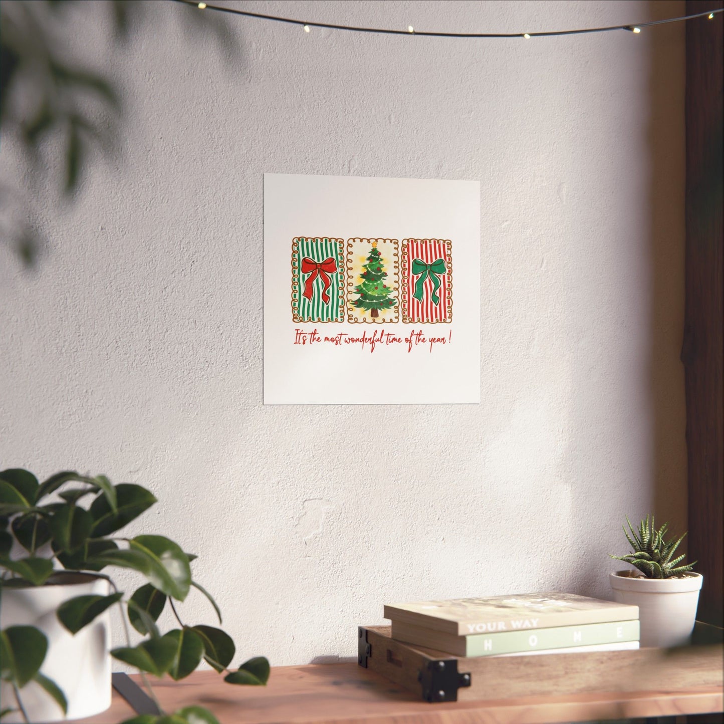 Festive Christmas Tree & Bow Design | It’s the Most Wonderful Time of the Year – Holiday Shirt, Mug, Tote & Home Decor Poster
