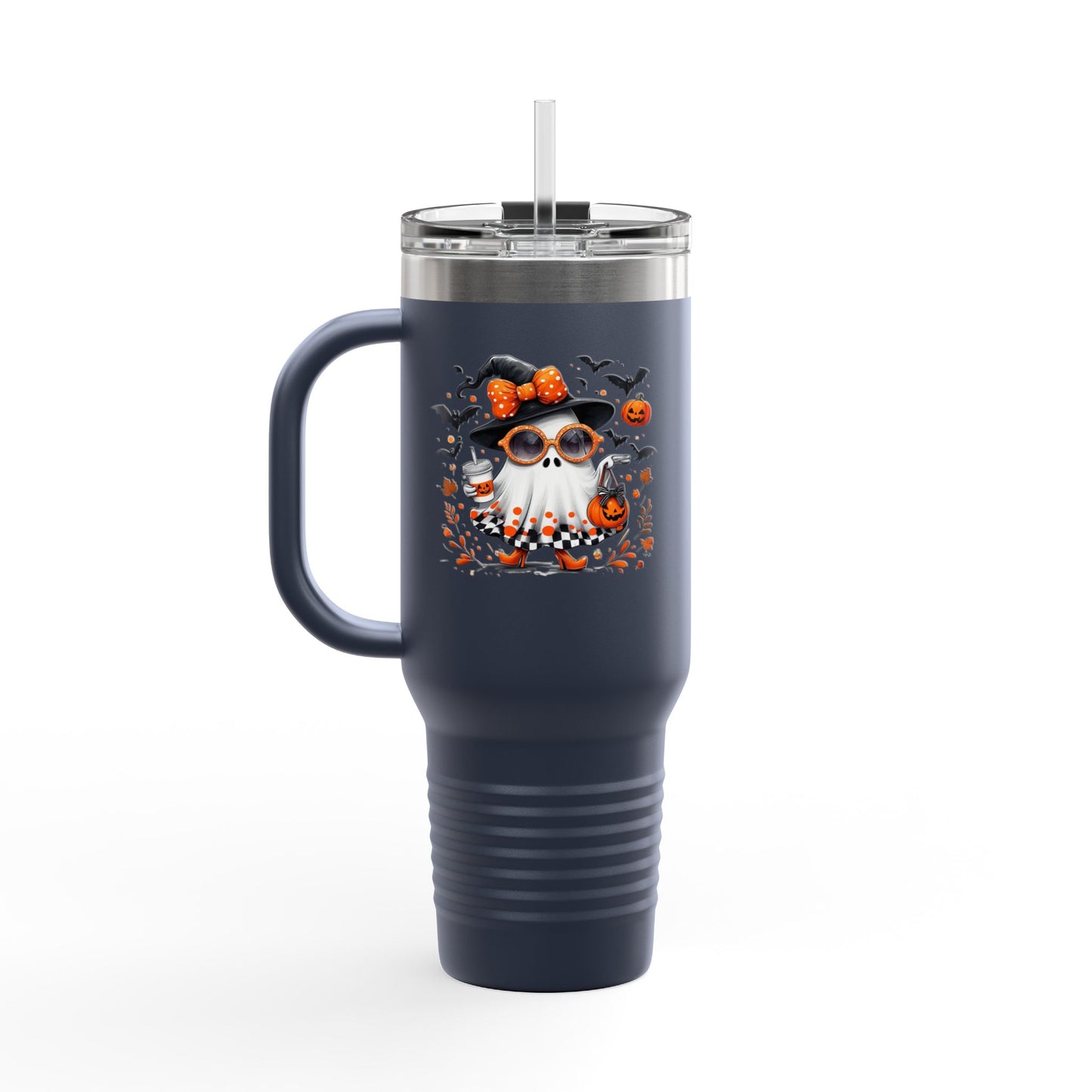 Cute Halloween Ghost  | Trendy Witch Ghost Outfit | Spooky Fall Shirt for Women | Pumpkin Aesthetic Halloween Apparel Gift Travel Mug