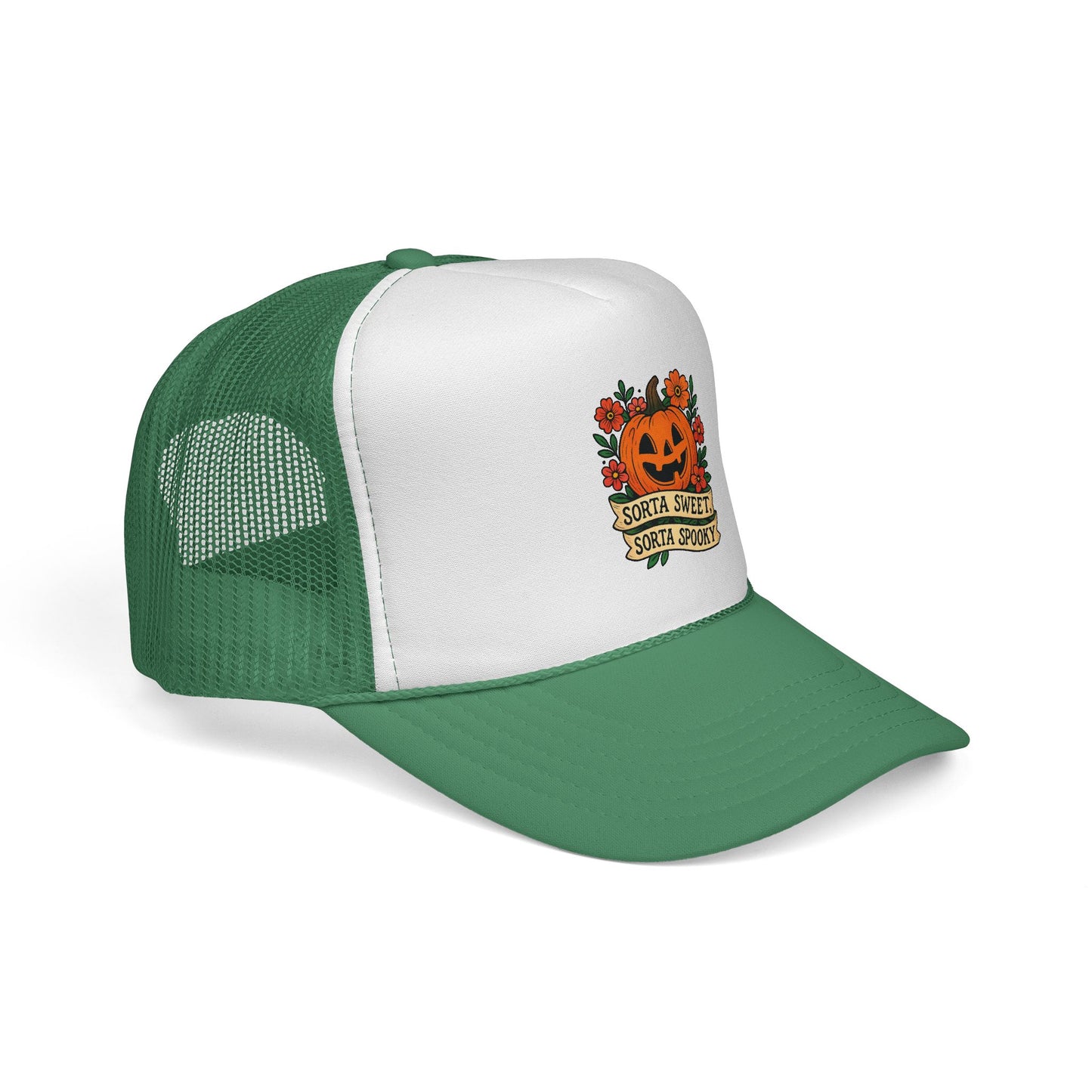 Cute Pumpkin Design – Sorta Sweet, Sorta Spooky Halloween Artwork Trucker Hat printed