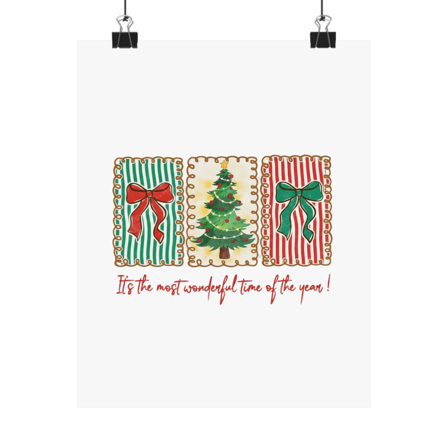 Festive Christmas Tree & Bow Design | It’s the Most Wonderful Time of the Year – Holiday Shirt, Mug, Tote & Home Decor Poster