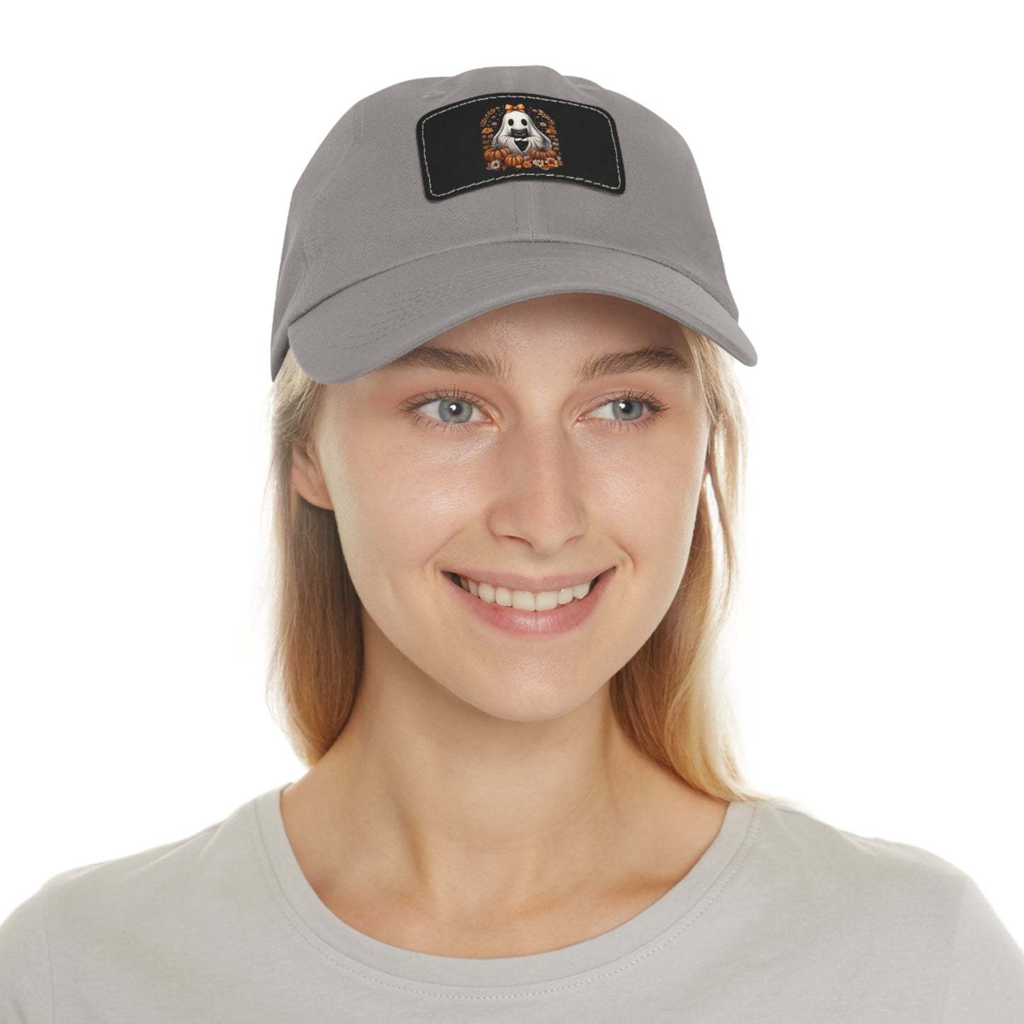 Cute Ghost and Black Cat Halloween T-Shirt | Cozy Fall Pumpkin Shirt | Spooky Season Aesthetic Apparel Gift for Halloween Lovers Dad Hat