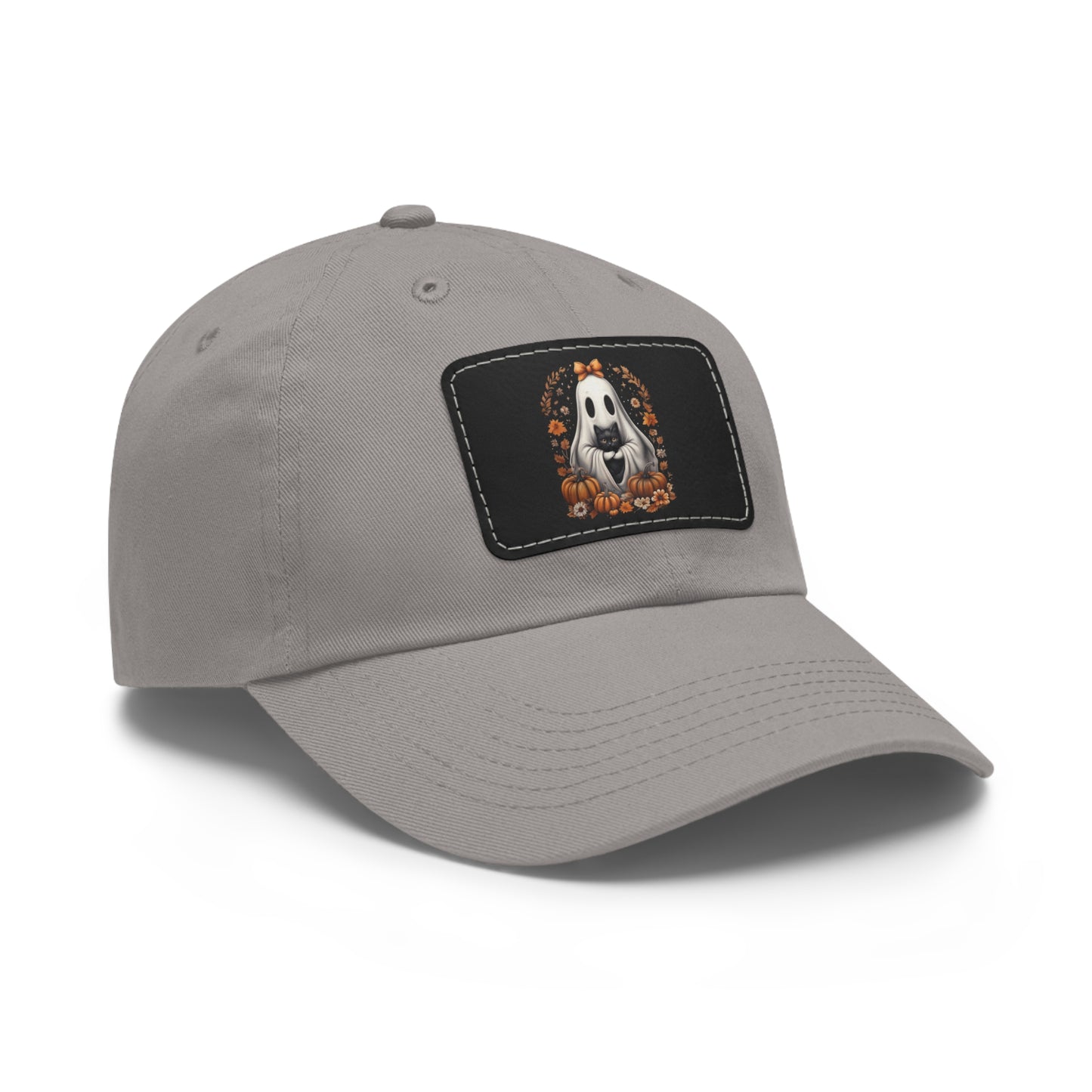 Cute Ghost and Black Cat Halloween T-Shirt | Cozy Fall Pumpkin Shirt | Spooky Season Aesthetic Apparel Gift for Halloween Lovers Dad Hat