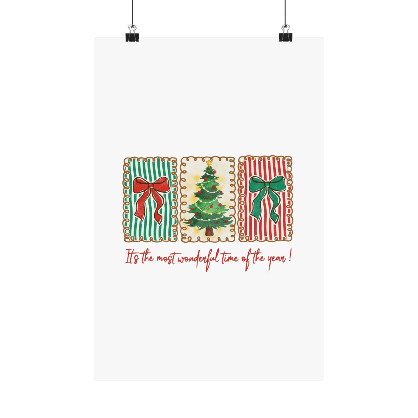 Festive Christmas Tree & Bow Design | It’s the Most Wonderful Time of the Year – Holiday Shirt, Mug, Tote & Home Decor Poster