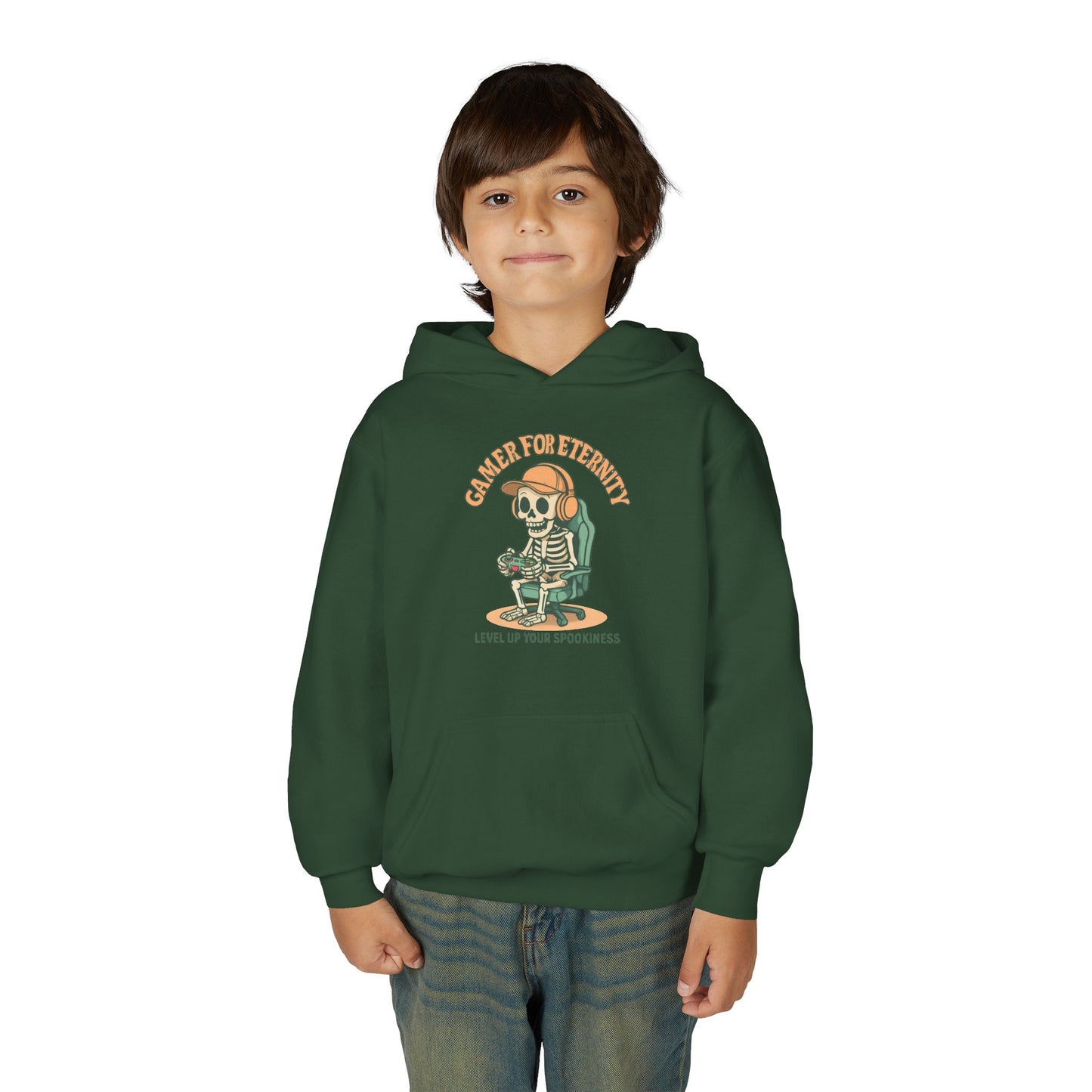 Cool Skeleton Gamer Youth Hoodie, Casual Streetwear, Perfect for Gamers, Halloween, Birthday, and Everyday Wear, Kids Hoodies