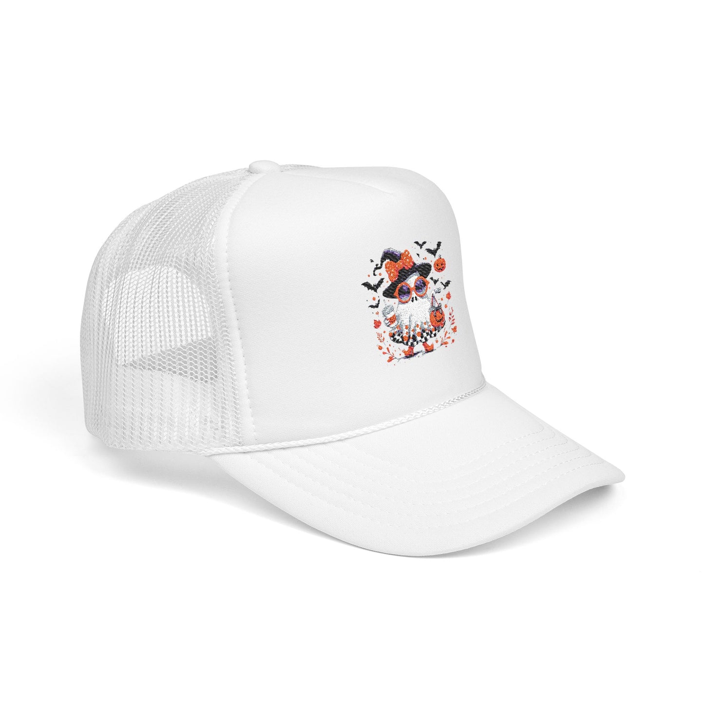 Cute Halloween Ghost  | Trendy Witch Ghost Outfit | Spooky Fall Shirt for Women | Pumpkin Aesthetic Halloween Apparel Gift Trucker Hat Embroidered