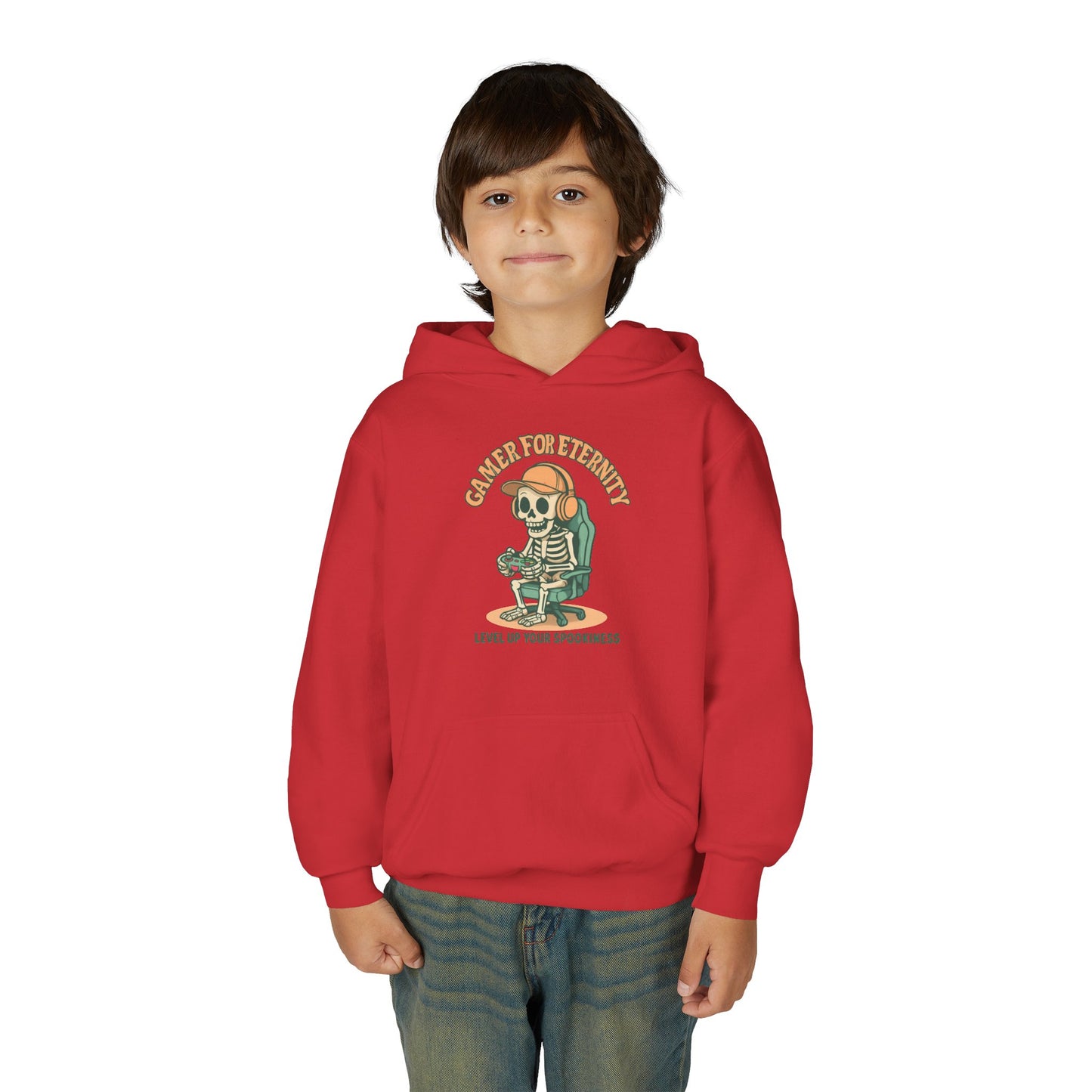 Cool Skeleton Gamer Youth Hoodie, Casual Streetwear, Perfect for Gamers, Halloween, Birthday, and Everyday Wear, Kids Hoodies
