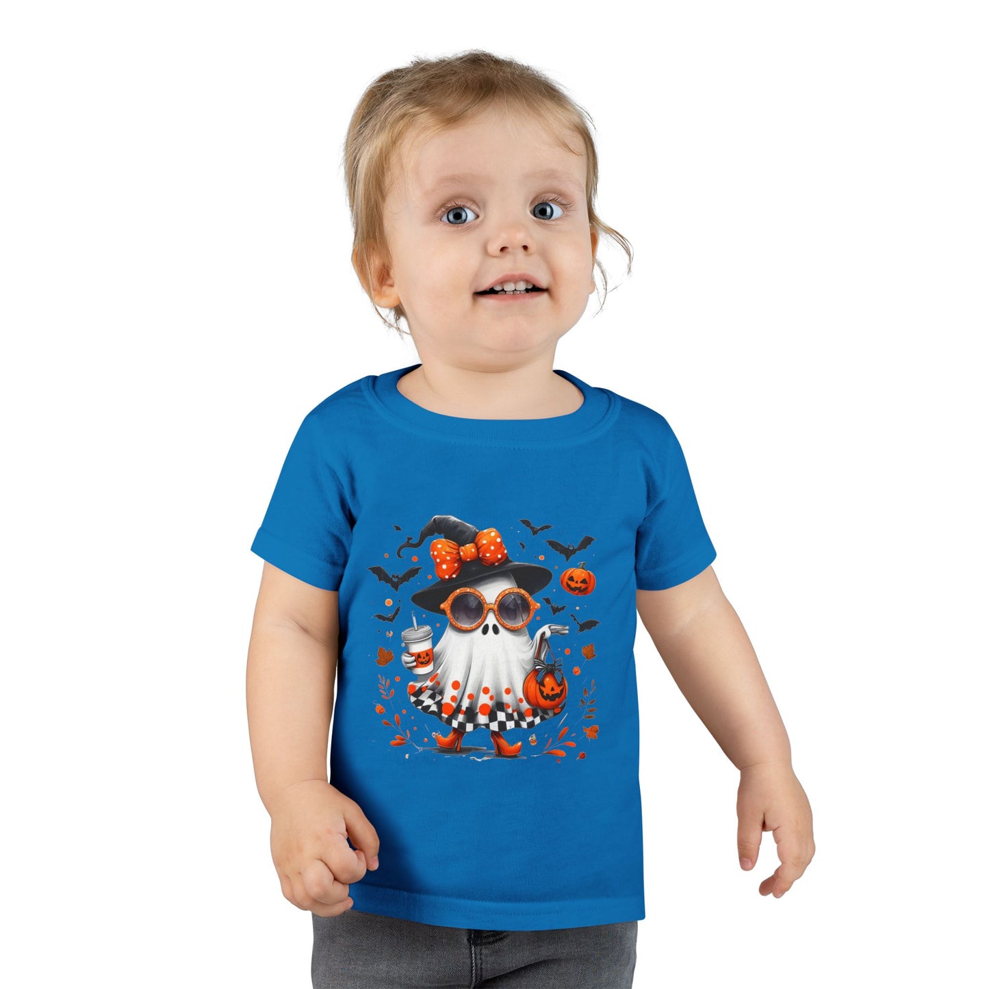 Cute Halloween Ghost T-Shirt | Trendy Witch Ghost Outfit | Spooky Fall Shirt for Women | Pumpkin Aesthetic Halloween Apparel Gift Toddler T-Shirt